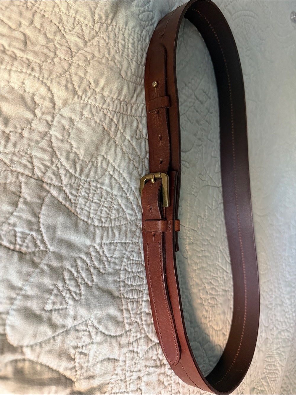 Banana Republic Brown Leather Belt with Brass-Tone Buckle